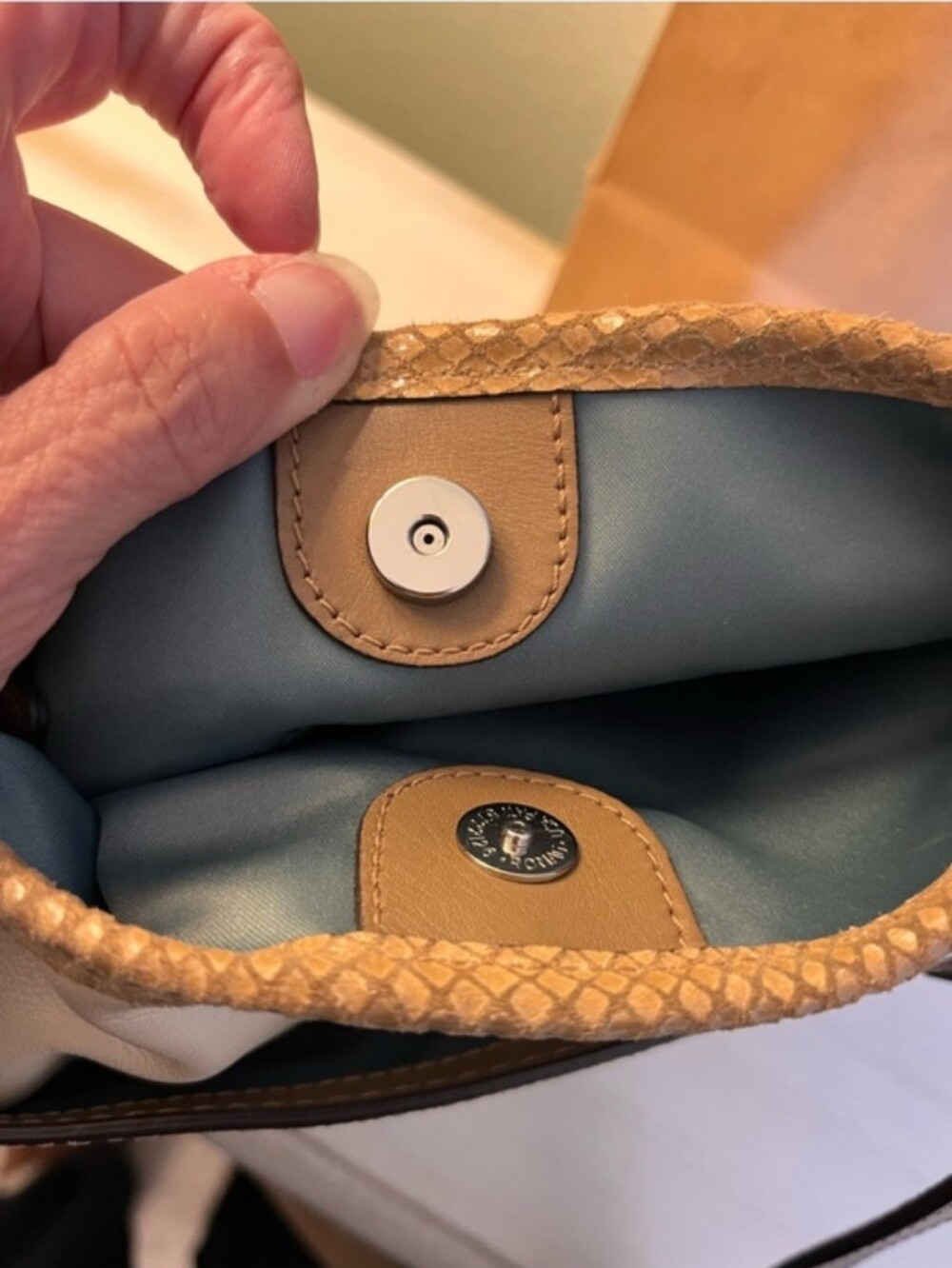 Coach Penelope Crossbody Bag Leather Sandstone with Snakeskin Trim F16533 NWOT - Picture 8 of 13